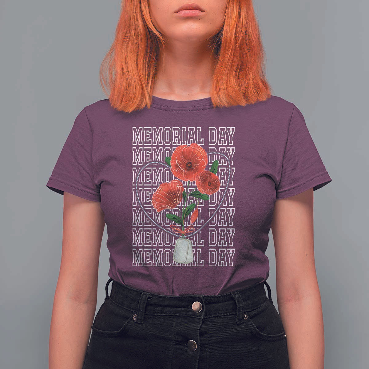 Decoration Day T Shirt For Women Memorial Day Red Poppy Flower - Wonder Print Shop