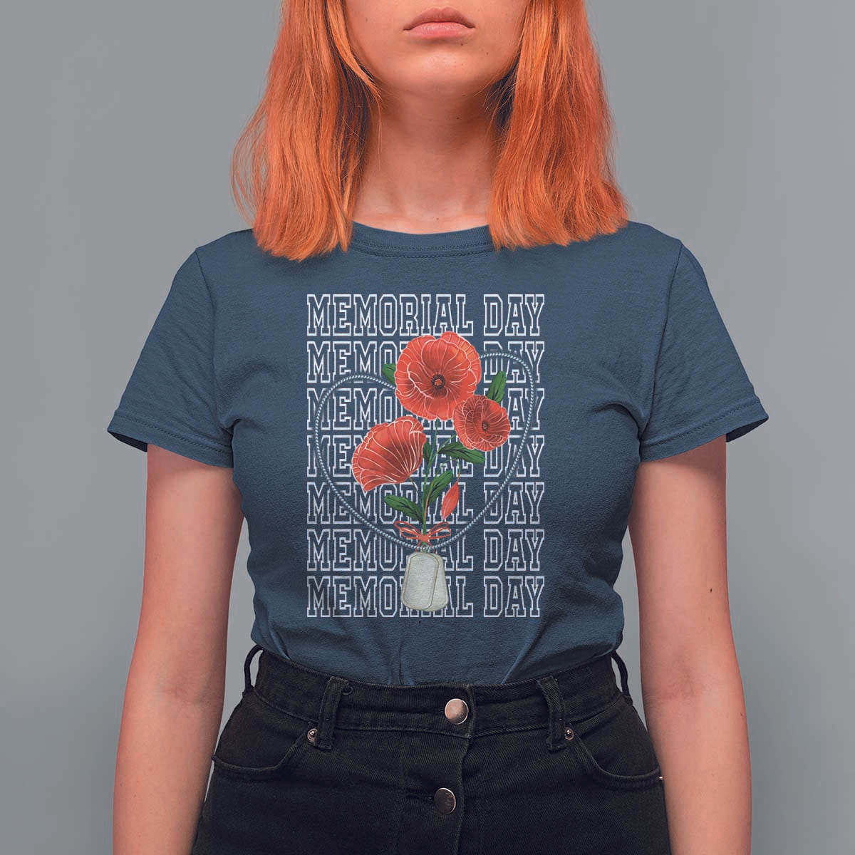 Decoration Day T Shirt For Women Memorial Day Red Poppy Flower - Wonder Print Shop