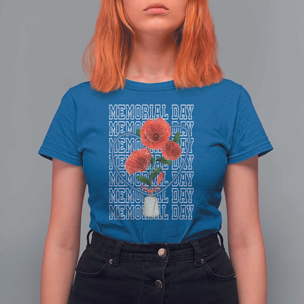 Decoration Day T Shirt For Women Memorial Day Red Poppy Flower - Wonder Print Shop