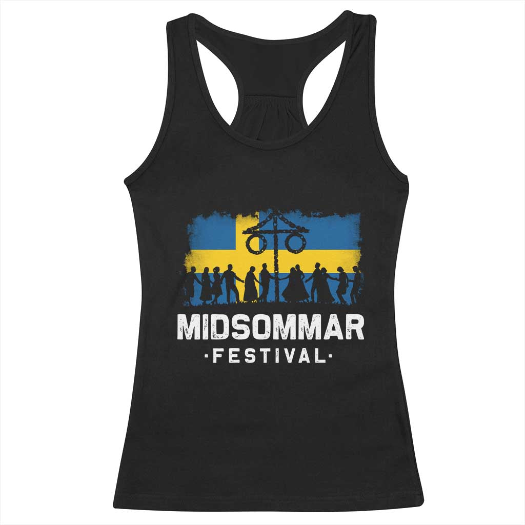 Funny Midsommar Festival Racerback Tank Top Sweden Summer Festival Maypole