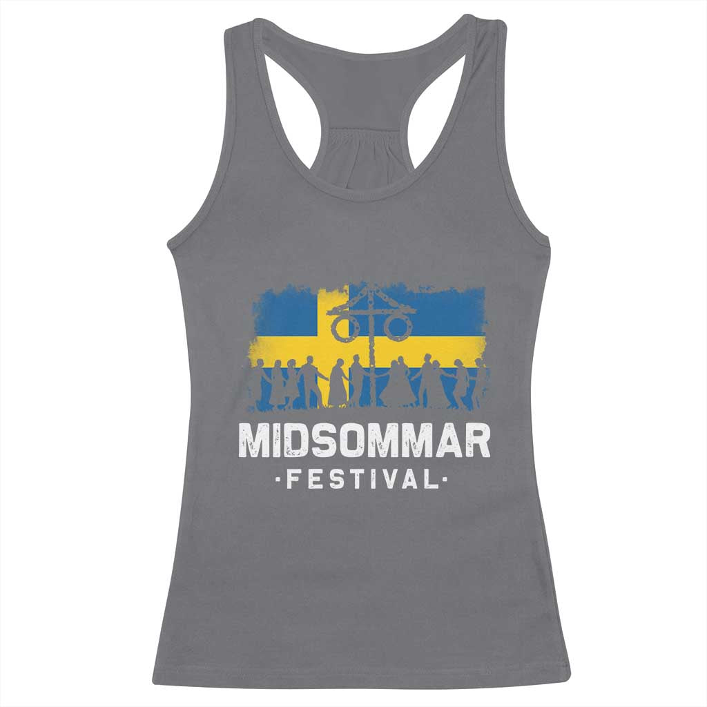 Funny Midsommar Festival Racerback Tank Top Sweden Summer Festival Maypole