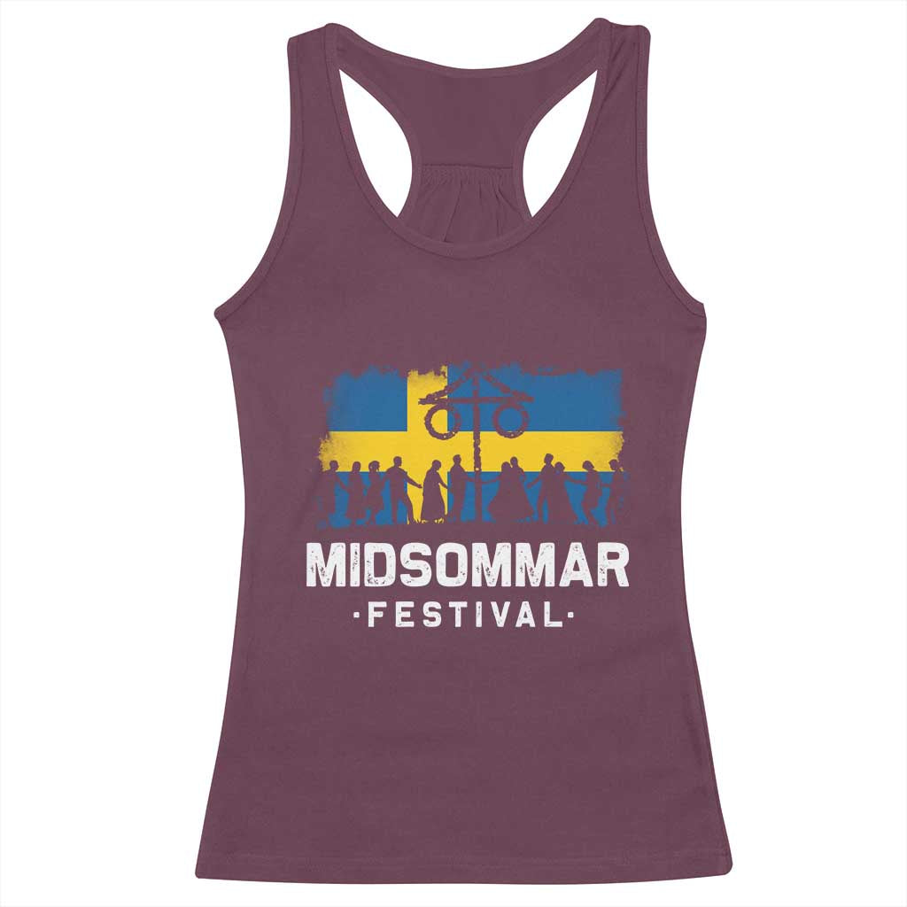 Funny Midsommar Festival Racerback Tank Top Sweden Summer Festival Maypole