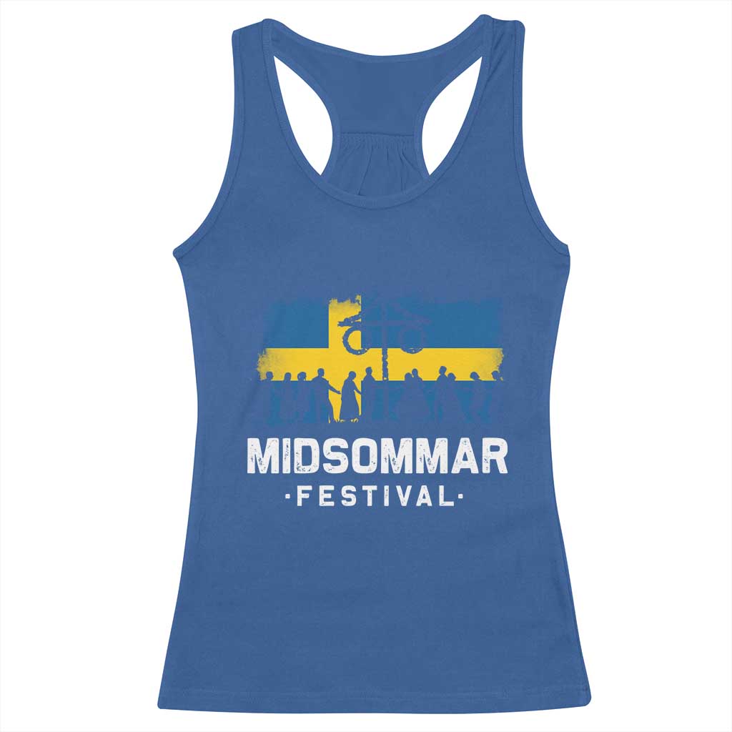 Funny Midsommar Festival Racerback Tank Top Sweden Summer Festival Maypole