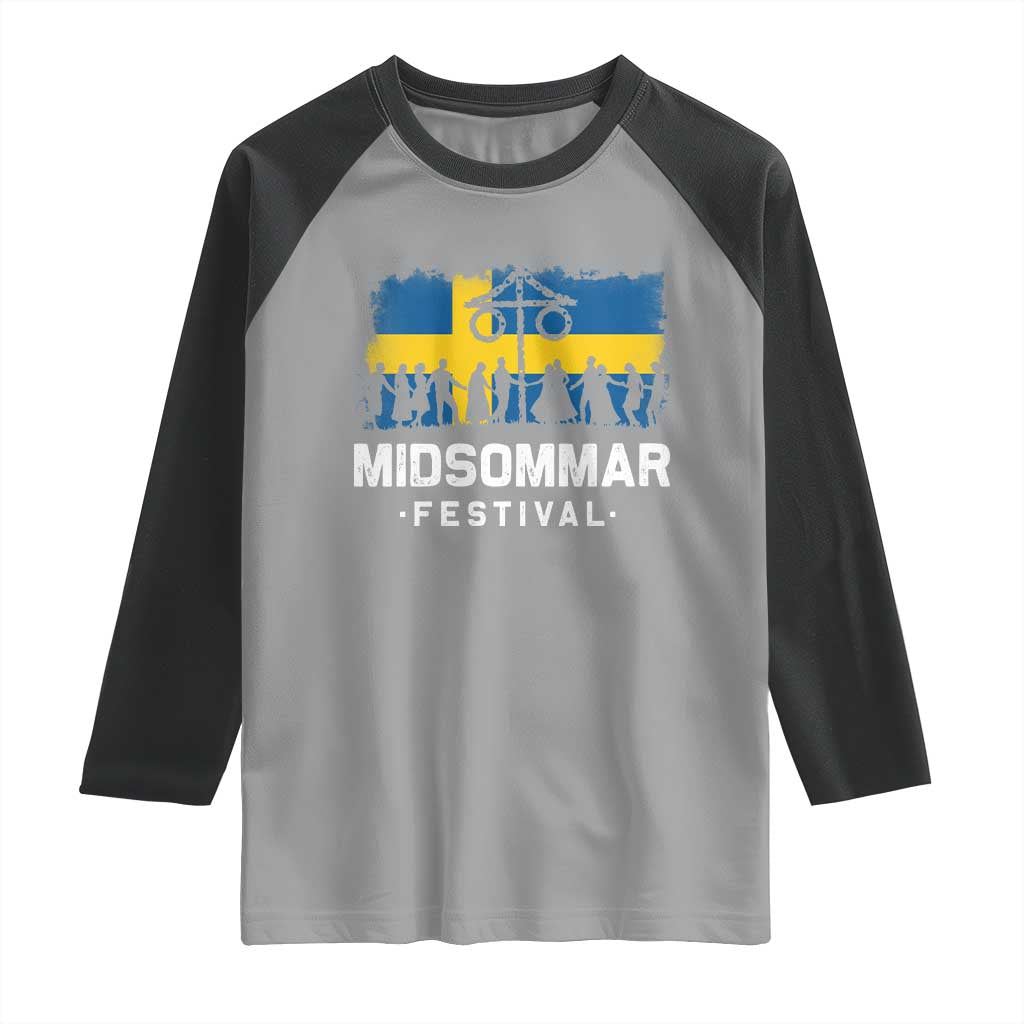 Funny Midsommar Festival Raglan Shirt Sweden Summer Festival Maypole