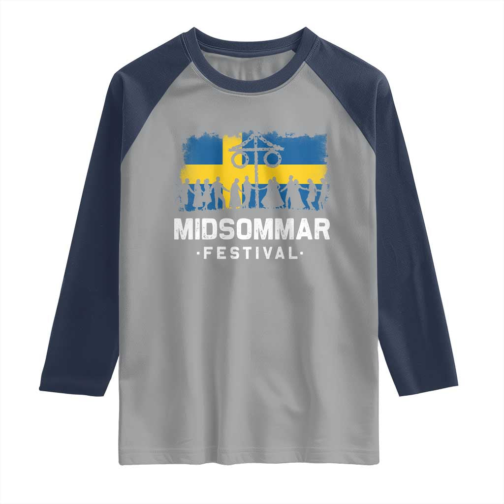 Funny Midsommar Festival Raglan Shirt Sweden Summer Festival Maypole