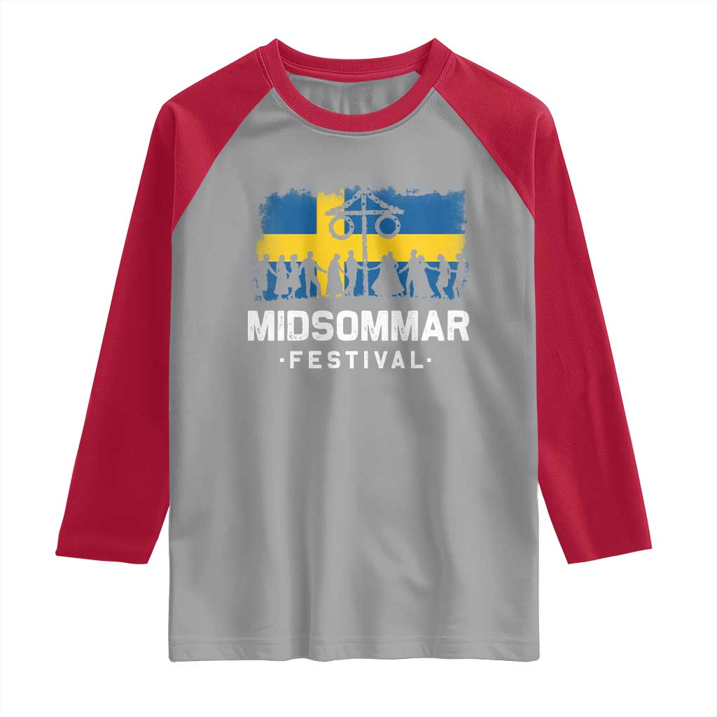 Funny Midsommar Festival Raglan Shirt Sweden Summer Festival Maypole