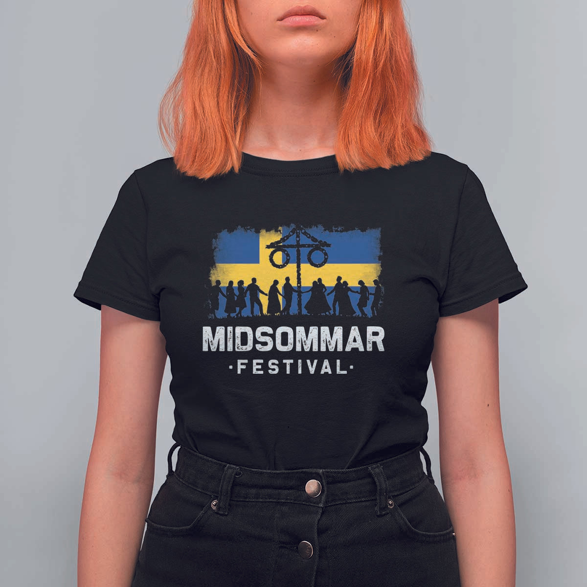 Funny Midsommar Festival T Shirt For Women Sweden Summer Festival Maypole