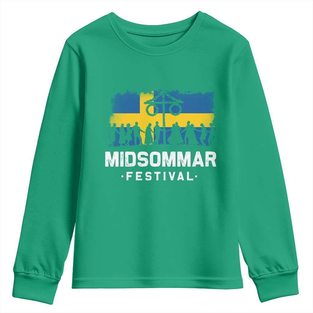 Funny Midsommar Festival Youth Sweatshirt Sweden Summer Festival Maypole