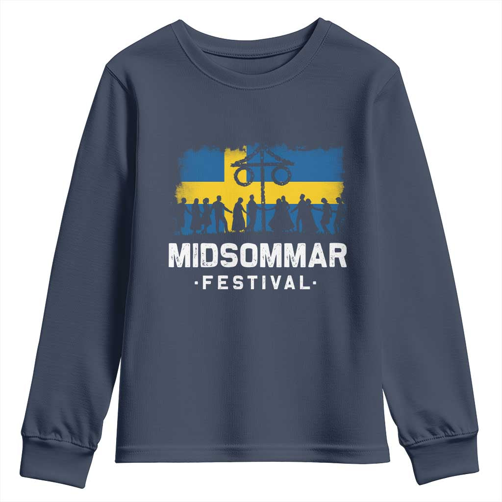 Funny Midsommar Festival Youth Sweatshirt Sweden Summer Festival Maypole