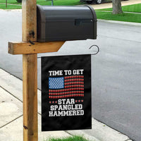 Funny Time To Get Star Spangled Hammered Garden Flag 4th of July Drinking Beer Pong Red Cup American Flag - Wonder Print Shop