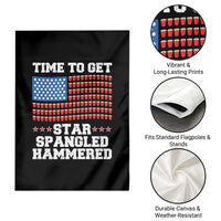 Funny Time To Get Star Spangled Hammered Garden Flag 4th of July Drinking Beer Pong Red Cup American Flag - Wonder Print Shop
