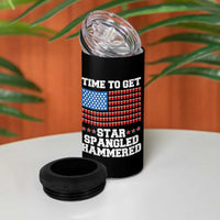 Funny Time To Get Star Spangled Hammered 4 in 1 Can Cooler Tumbler 4th of July Drinking Beer Pong Red Cup American Flag - Wonder Print Shop