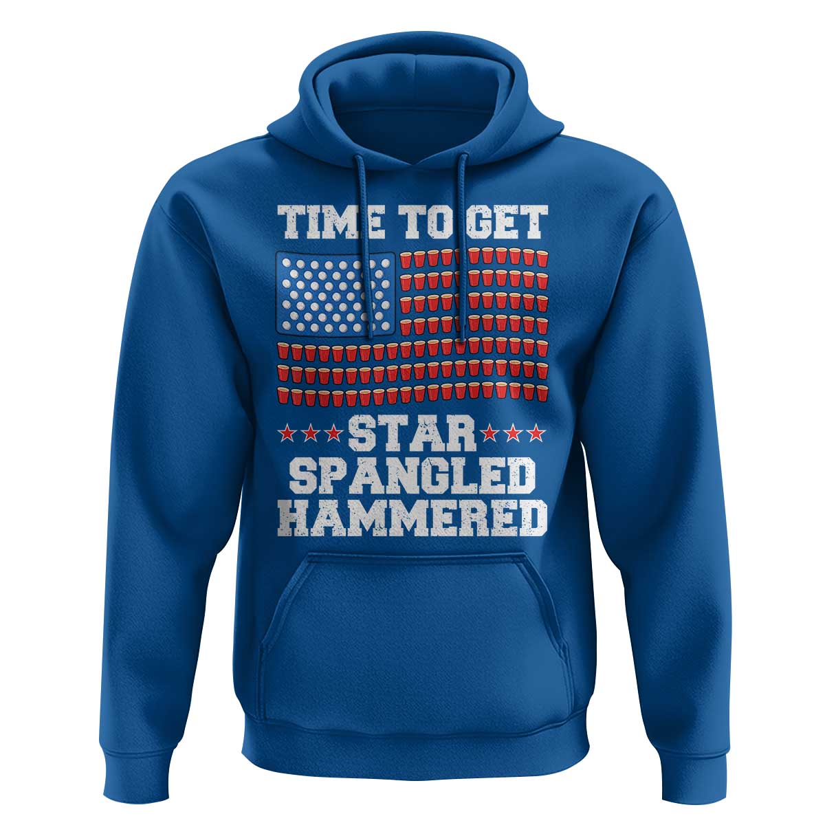 Funny Time To Get Star Spangled Hammered Hoodie 4th of July Drinking Beer Pong Red Cup American Flag - Wonder Print Shop