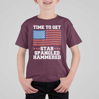 Funny Time To Get Star Spangled Hammered T Shirt For Kid 4th of July Drinking Beer Pong Red Cup American Flag - Wonder Print Shop