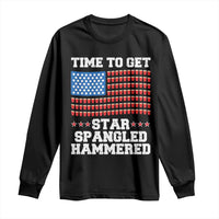Funny Time To Get Star Spangled Hammered Long Sleeve Shirt 4th of July Drinking Beer Pong Red Cup American Flag - Wonder Print Shop