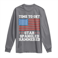 Funny Time To Get Star Spangled Hammered Long Sleeve Shirt 4th of July Drinking Beer Pong Red Cup American Flag - Wonder Print Shop