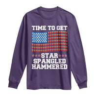 Funny Time To Get Star Spangled Hammered Long Sleeve Shirt 4th of July Drinking Beer Pong Red Cup American Flag - Wonder Print Shop