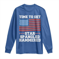 Funny Time To Get Star Spangled Hammered Long Sleeve Shirt 4th of July Drinking Beer Pong Red Cup American Flag - Wonder Print Shop
