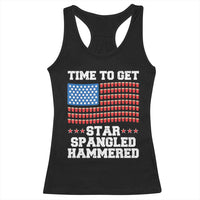Funny Time To Get Star Spangled Hammered Racerback Tank Top 4th of July Drinking Beer Pong Red Cup American Flag - Wonder Print Shop