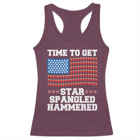 Funny Time To Get Star Spangled Hammered Racerback Tank Top 4th of July Drinking Beer Pong Red Cup American Flag - Wonder Print Shop