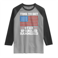 Funny Time To Get Star Spangled Hammered Raglan Shirt 4th of July Drinking Beer Pong Red Cup American Flag - Wonder Print Shop