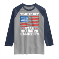 Funny Time To Get Star Spangled Hammered Raglan Shirt 4th of July Drinking Beer Pong Red Cup American Flag - Wonder Print Shop