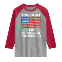 Funny Time To Get Star Spangled Hammered Raglan Shirt 4th of July Drinking Beer Pong Red Cup American Flag - Wonder Print Shop