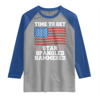 Funny Time To Get Star Spangled Hammered Raglan Shirt 4th of July Drinking Beer Pong Red Cup American Flag - Wonder Print Shop