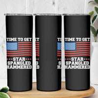 Funny Time To Get Star Spangled Hammered Skinny Tumbler 4th of July Drinking Beer Pong Red Cup American Flag - Wonder Print Shop