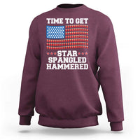 Funny Time To Get Star Spangled Hammered Sweatshirt 4th of July Drinking Beer Pong Red Cup American Flag - Wonder Print Shop