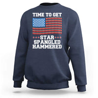 Funny Time To Get Star Spangled Hammered Sweatshirt 4th of July Drinking Beer Pong Red Cup American Flag - Wonder Print Shop
