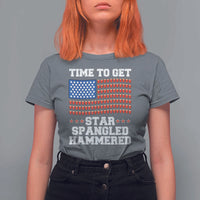 Funny Time To Get Star Spangled Hammered T Shirt For Women 4th of July Drinking Beer Pong Red Cup American Flag - Wonder Print Shop