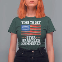 Funny Time To Get Star Spangled Hammered T Shirt For Women 4th of July Drinking Beer Pong Red Cup American Flag - Wonder Print Shop
