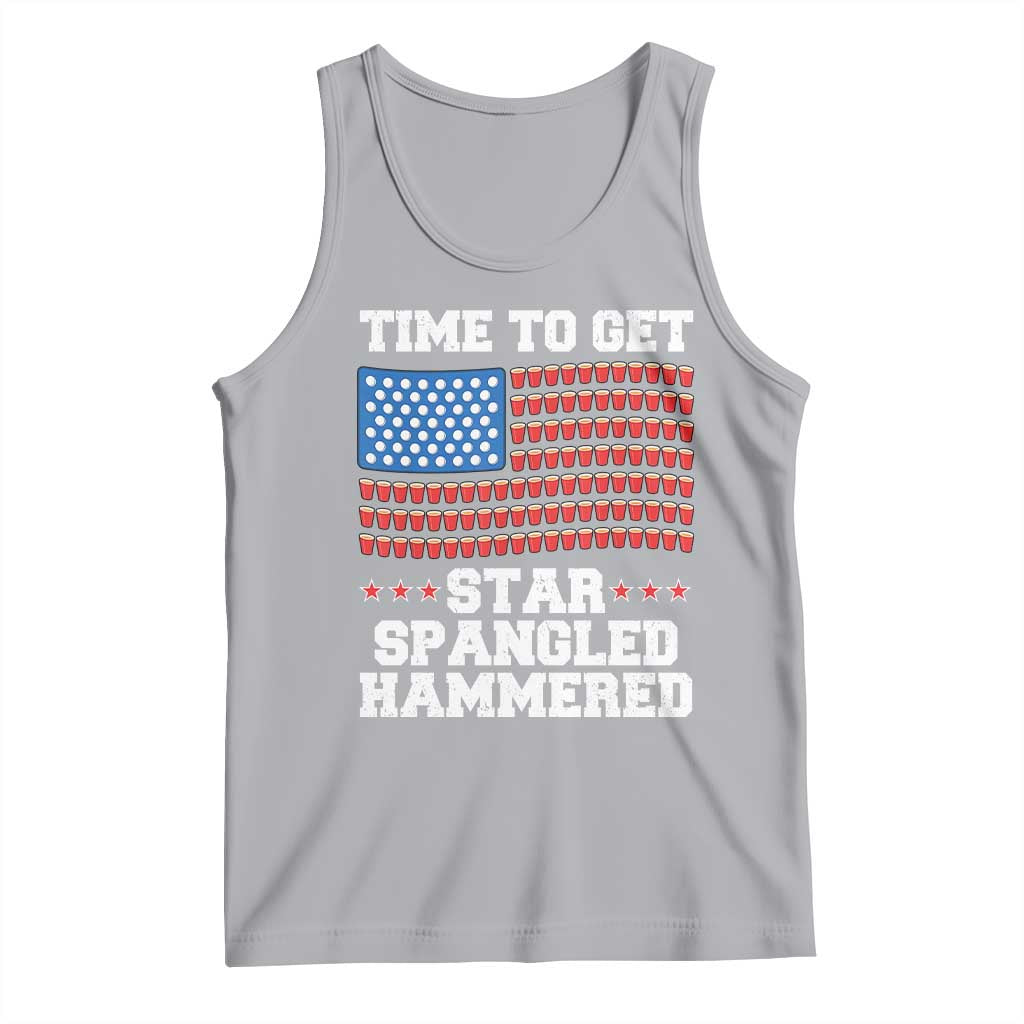 Funny Time To Get Star Spangled Hammered Tank Top 4th of July Drinking Beer Pong Red Cup American Flag - Wonder Print Shop