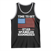 Funny Time To Get Star Spangled Hammered Tank Top 4th of July Drinking Beer Pong Red Cup American Flag - Wonder Print Shop