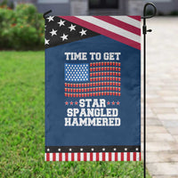 Funny Time To Get Star Spangled Hammered Garden Flag 4th of July Drinking Beer Pong Red Cup American Flag