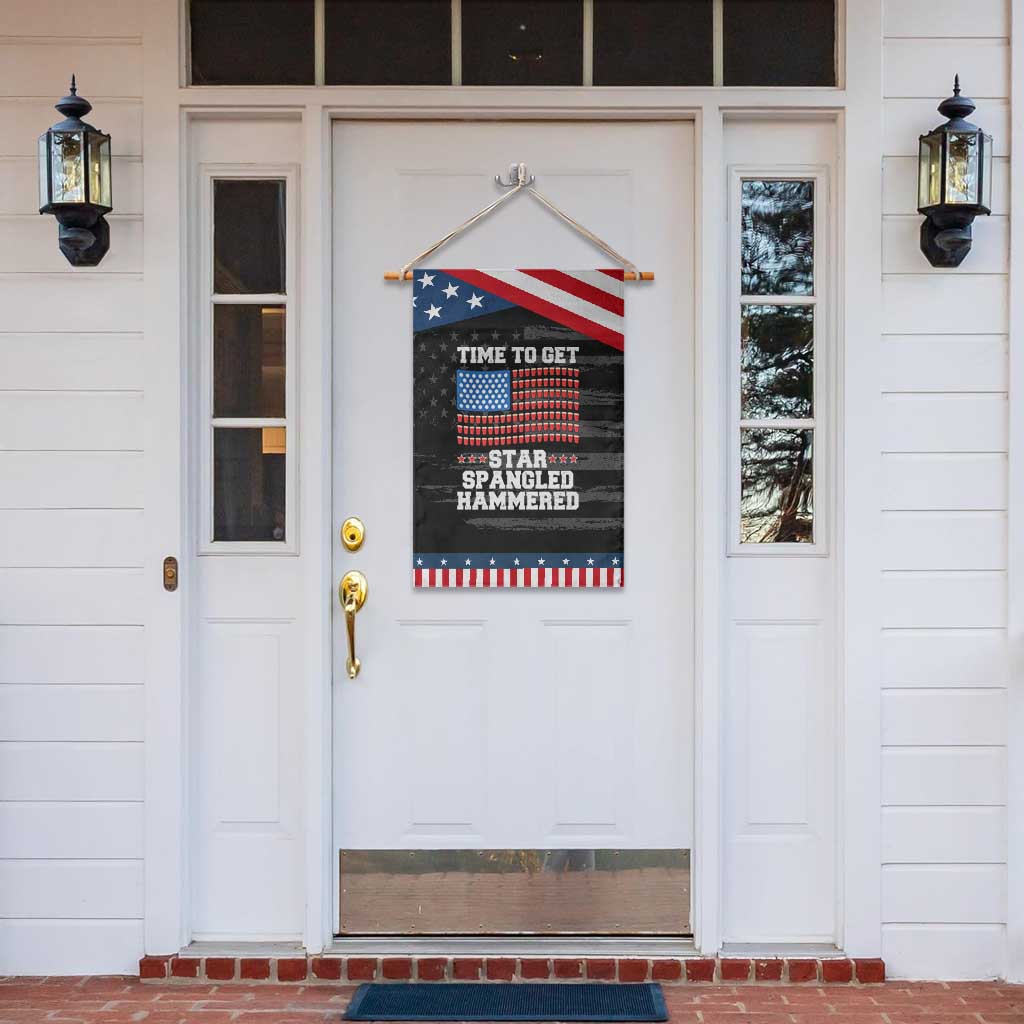 Funny Time To Get Star Spangled Hammered Garden Flag 4th of July Drinking Beer Pong Red Cup American Flag