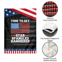 Funny Time To Get Star Spangled Hammered Garden Flag 4th of July Drinking Beer Pong Red Cup American Flag