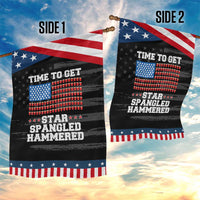 Funny Time To Get Star Spangled Hammered Garden Flag 4th of July Drinking Beer Pong Red Cup American Flag
