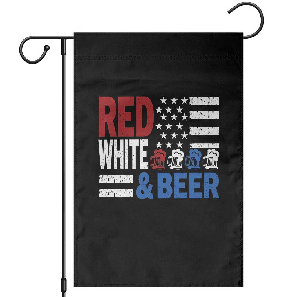 Funny American Drinking Garden Flag Red White And Beer 4th Of July USA Flag - Wonder Print Shop