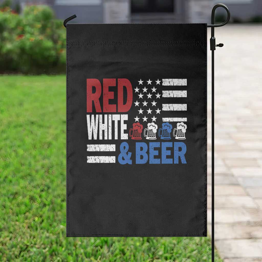 Funny American Drinking Garden Flag Red White And Beer 4th Of July USA Flag - Wonder Print Shop