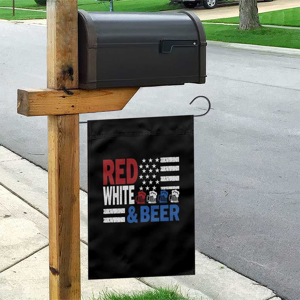 Funny American Drinking Garden Flag Red White And Beer 4th Of July USA Flag - Wonder Print Shop