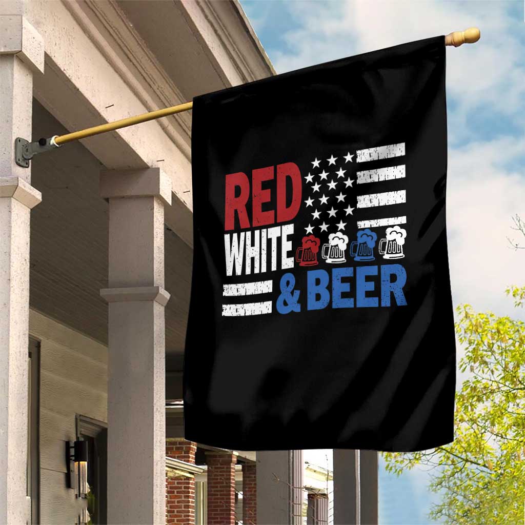 Funny American Drinking Garden Flag Red White And Beer 4th Of July USA Flag - Wonder Print Shop