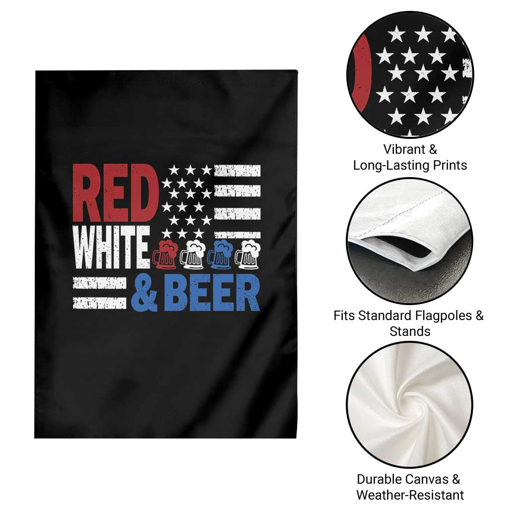 Funny American Drinking Garden Flag Red White And Beer 4th Of July USA Flag - Wonder Print Shop