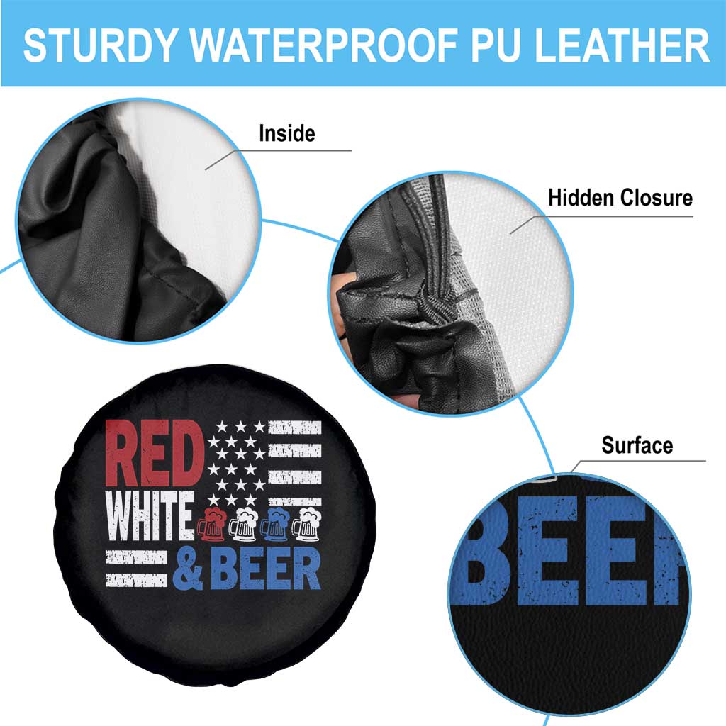 Funny American Drinking Spare Tire Cover Red White And Beer 4th Of July USA Flag - Wonder Print Shop