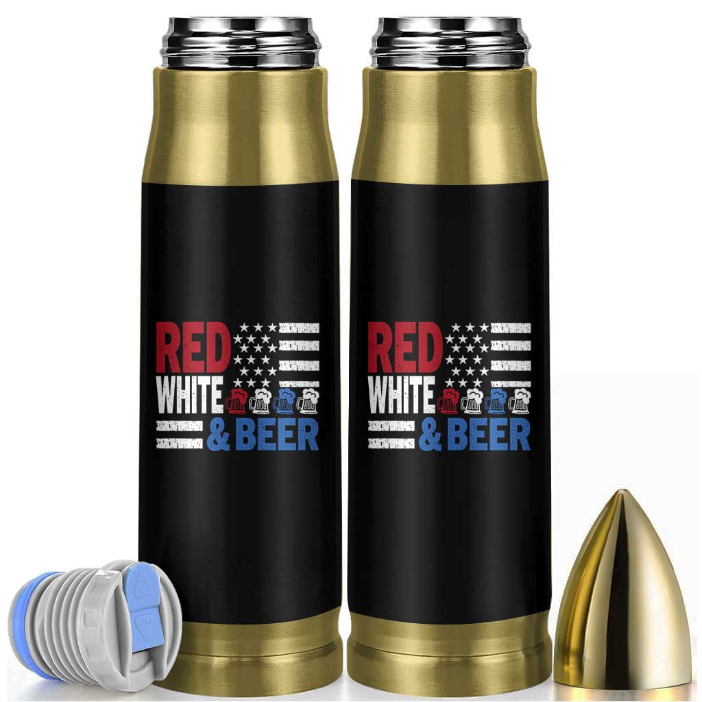 Funny American Drinking Bullet Tumbler Red White And Beer 4th Of July USA Flag - Wonder Print Shop