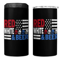 Funny American Drinking 4 in 1 Can Cooler Tumbler Red White And Beer 4th Of July USA Flag - Wonder Print Shop