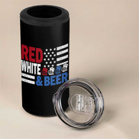 Funny American Drinking 4 in 1 Can Cooler Tumbler Red White And Beer 4th Of July USA Flag - Wonder Print Shop