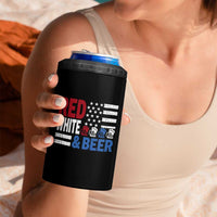 Funny American Drinking 4 in 1 Can Cooler Tumbler Red White And Beer 4th Of July USA Flag - Wonder Print Shop