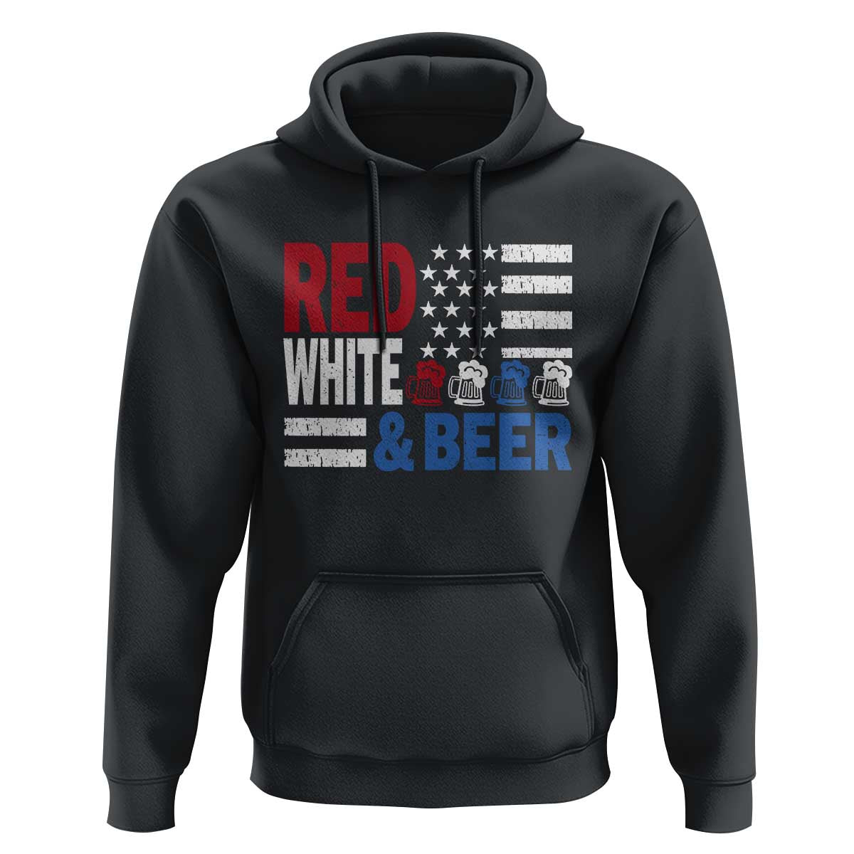 Funny American Drinking Hoodie Red White And Beer 4th Of July USA Flag - Wonder Print Shop